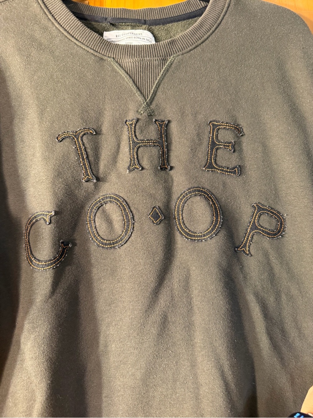Cooperative Men's Charcoal Crewneck Sweatshirt with Applique Letters